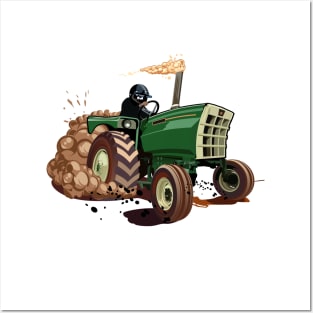 Cartoon race tractor Posters and Art